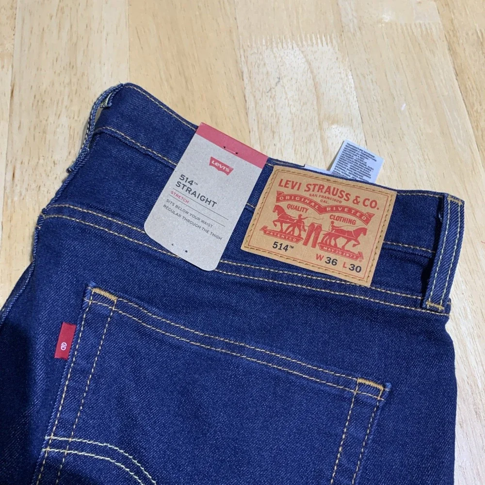 Levi's 514 Men's Straight Fit Stretch Jeans Rinsed Blue W36X30L